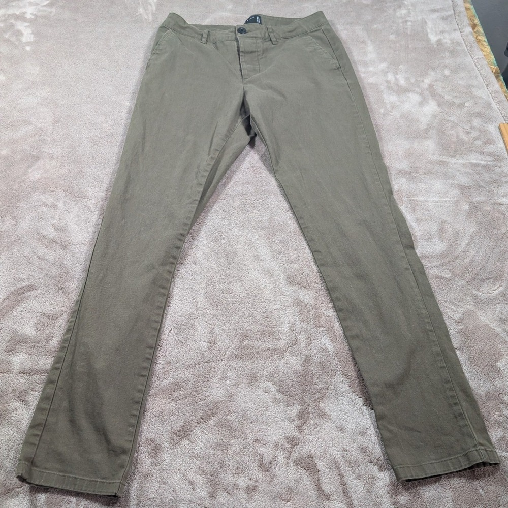 ASOS DESIGN Chinos Mens W30 L32 Olive Green Slim Tapered Button Fly Pants